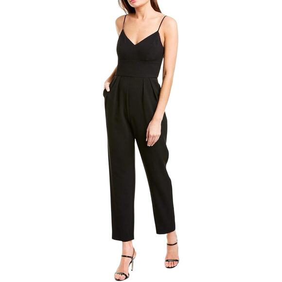 Eliza J Dresses & Skirts - Eliza J Spaghetti Strap V-neck Cropped Jumpsuit Black Pockets Versatile Size 12
